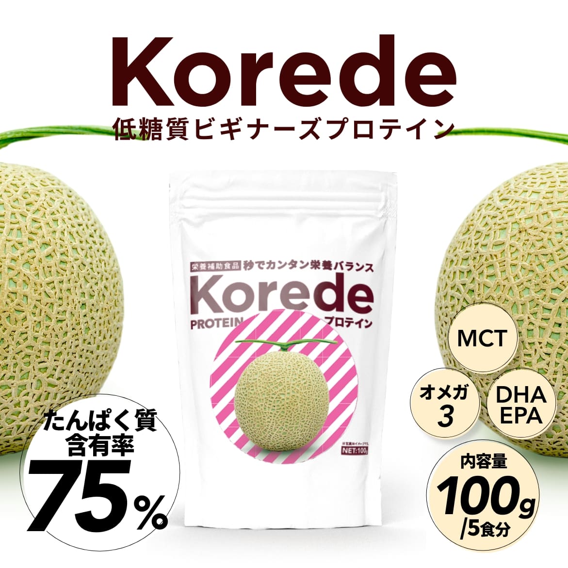 メロン牛乳ソイプロテイン100g
